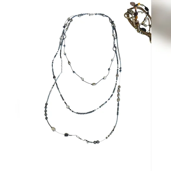 Silpada Sterling Silver Multistrand Hematite Seed Bead Dewdrops Necklace N2097 - Picture 5 of 15